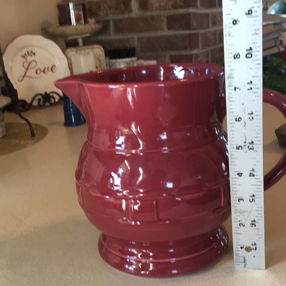 Longaberger Pottery Paprika Large pitcher. 8”x5”good cond. no chips or cracks